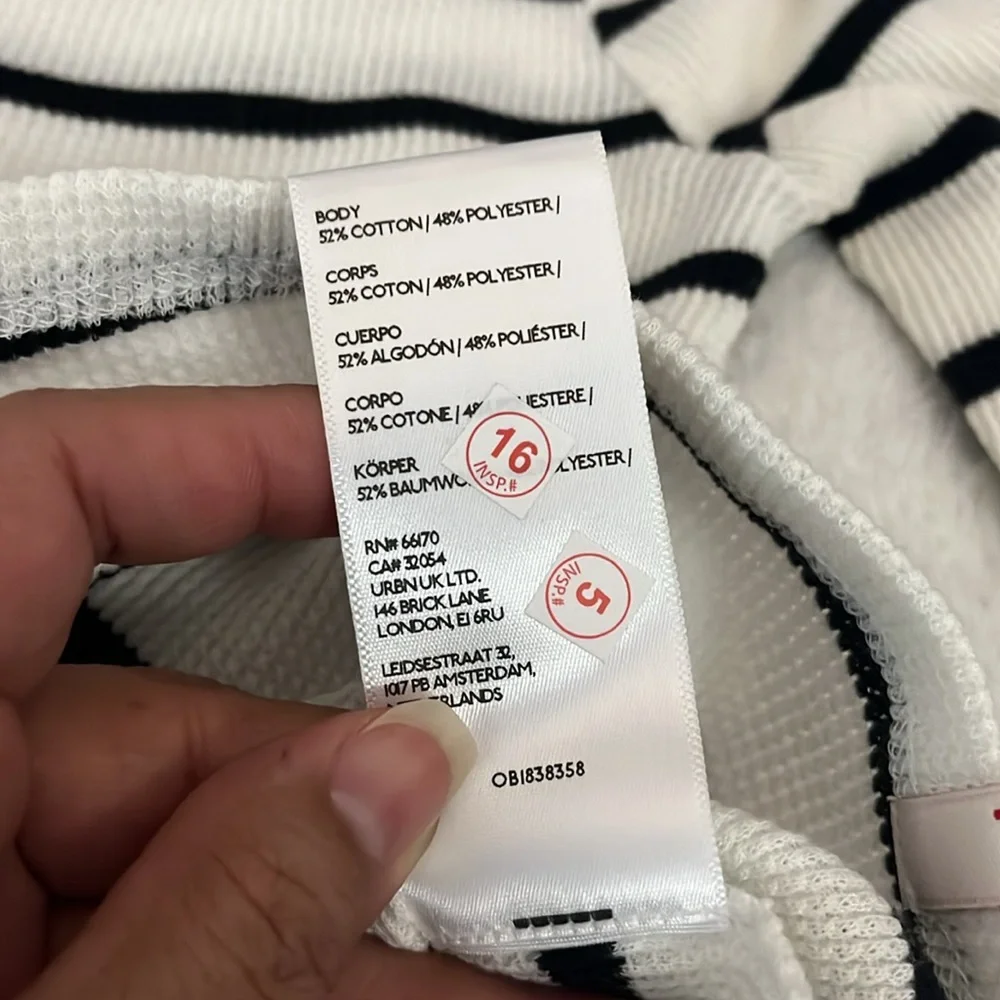 BDG WaffleStriped Long Sleeve Top - Black and White NWOT